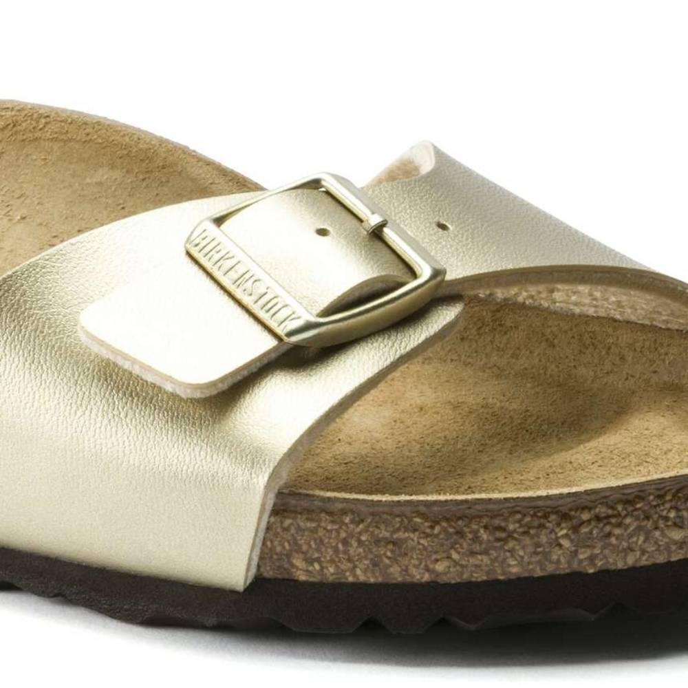 Birkenstock Women's Metallic Gold Sandals Madrid Slides NWT - Picture 5 of 6